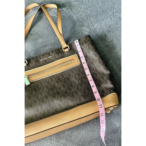 Michael Kors Brown MK Tote Bag with Gold Lightly Worn - Picture 7 of 9